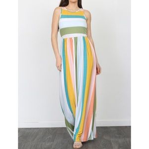 NEW, Stripe Sleeveless Maxi Women Dress, 2XL, Multicolor